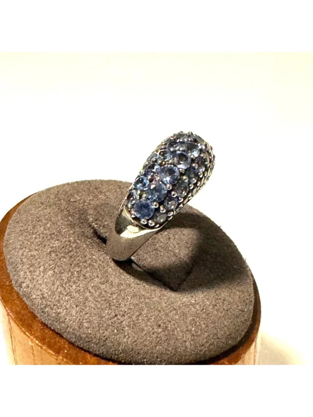 Sterling Silver 925 Pale Blue Cubic Zirconia Tapered Band Ring Size 6